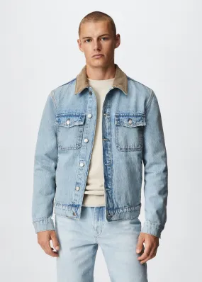 Giacca di jeans con collo a coste