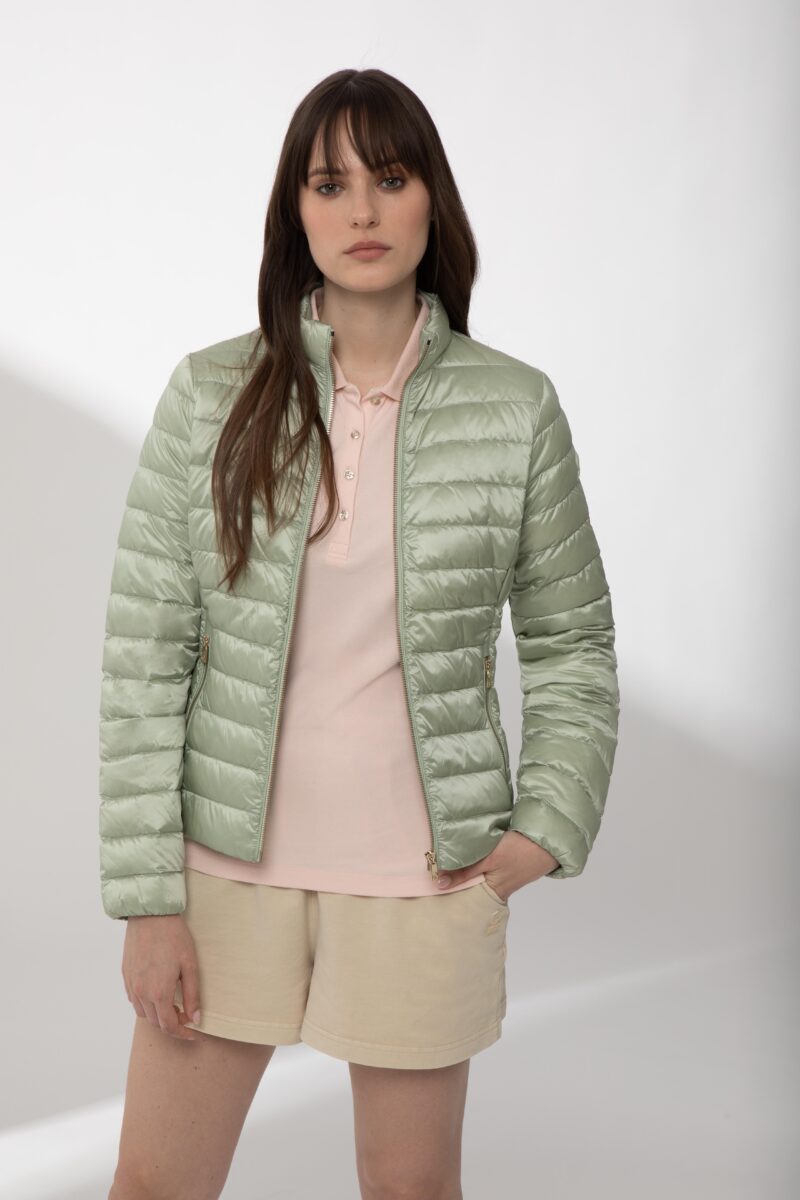 POLA LONG – Piumino verde menta senza cappuccio